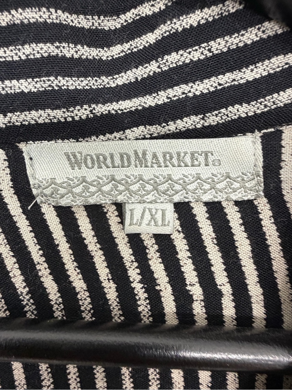 World Market Black & White Striped Embroidered Tie-Front Tunic/cardigan/ jacket - Picture 2 of 3
